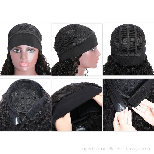 Bodywave Headband Wig Human Hair For Black Women Glueless Half Wig With Head Band Brazilian curly Headband Human Hair Wigs